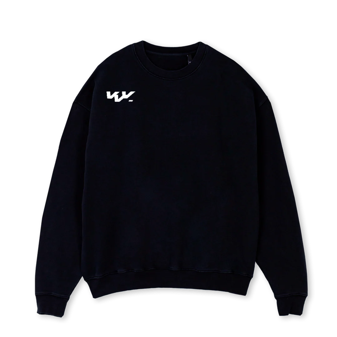 FULL BACK Black Oversized Crewneck Sweater.