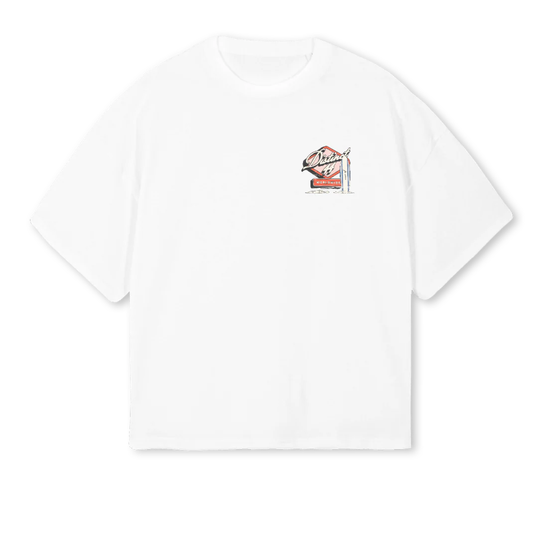 FUN MEMORIES White Oversized Boxy Tee.