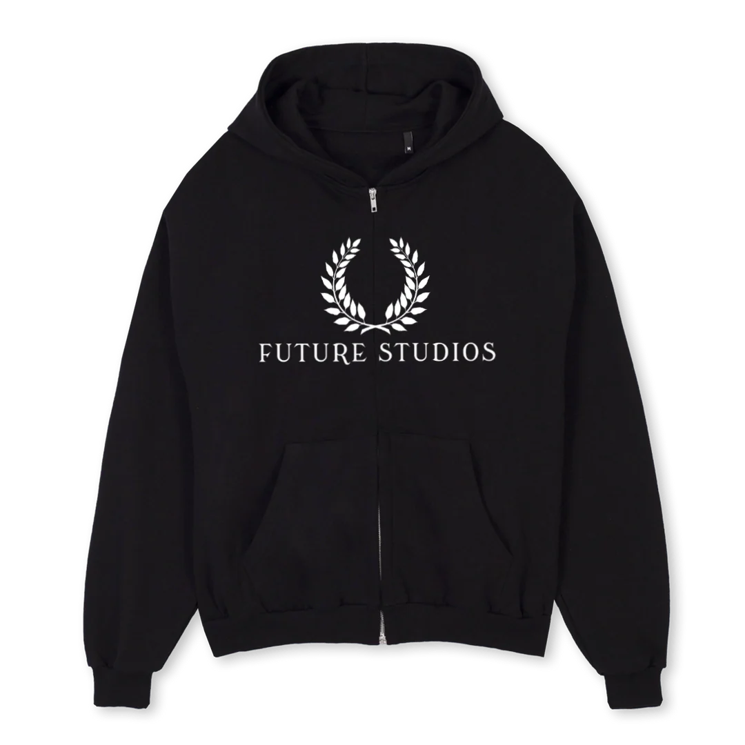 FUTURE  Black Oversized Zipped Hoodie.