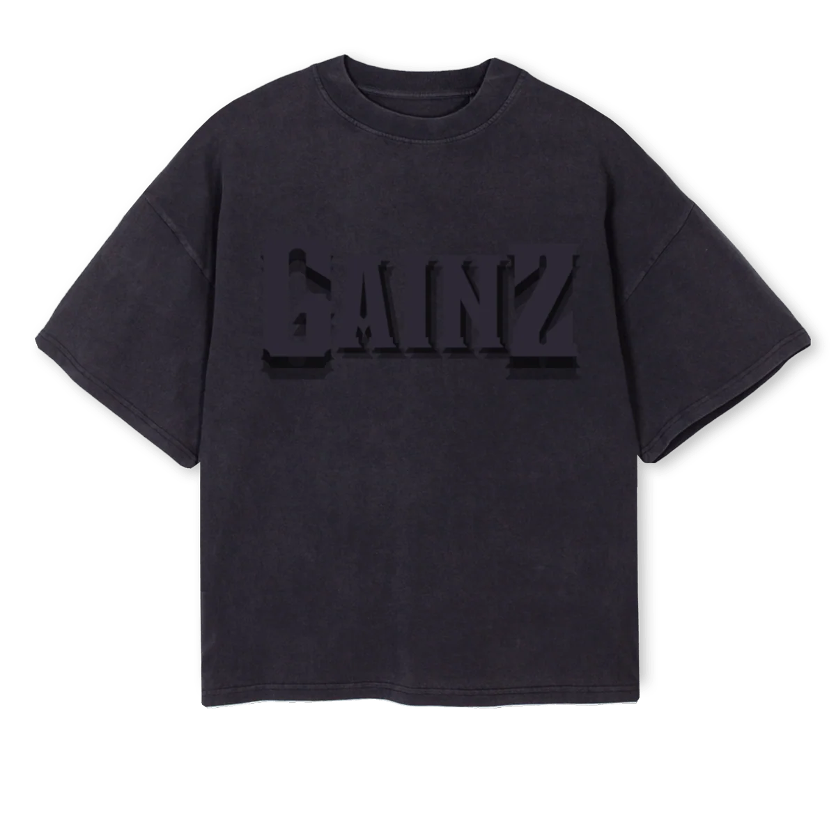 GAINZFRONTBV Vintage Black Oversized Boxy Tee.