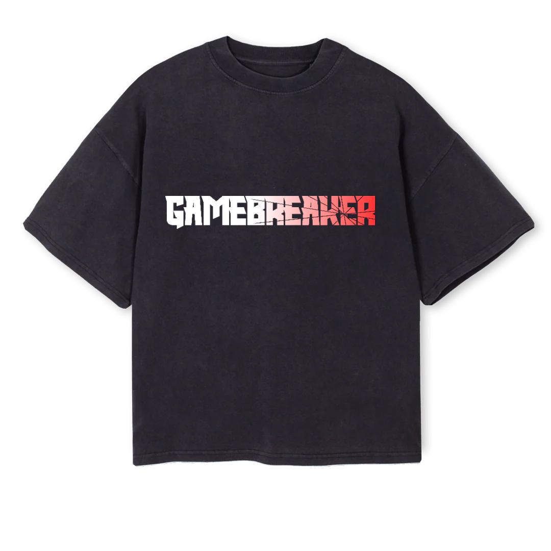 GAMEBREAKERBOXLOGO Vintage Black Oversized Boxy Tee.