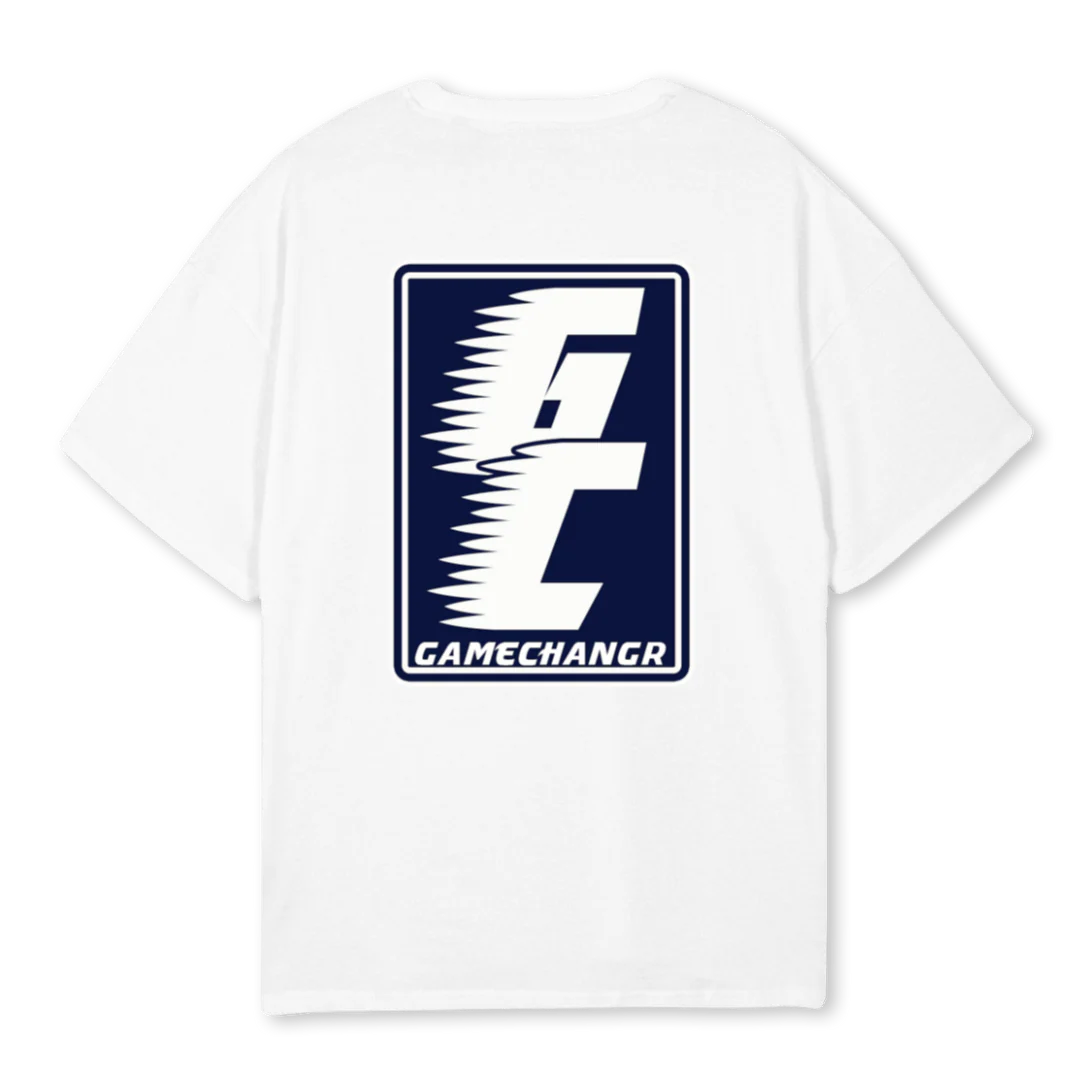 GAMECHANGR NAVY White Oversized Tee. - Image 2