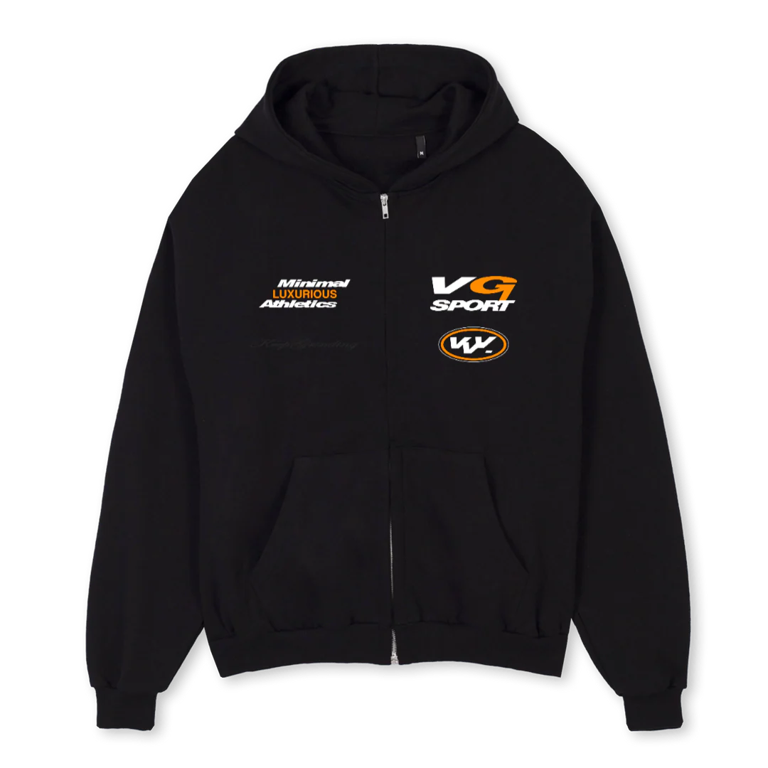 GARAGEBZIP Black Oversized Zipped Hoodie.