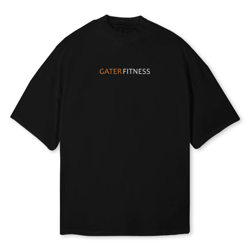 GATERFITNESS_MOCK Black Oversized Mock Neck Tee.