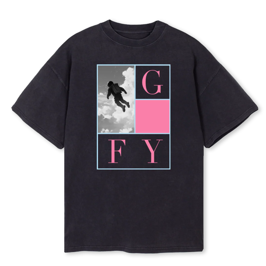 GFYSEEYA Vintage Black Oversized Tee.