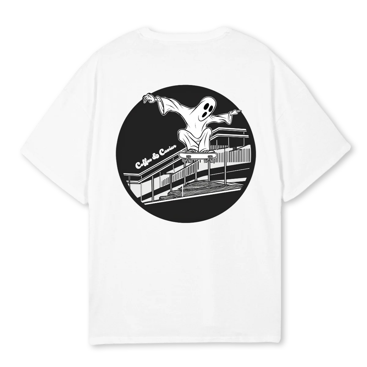 GHOSTSKATEBOARDER White Oversized Tee. - Image 2