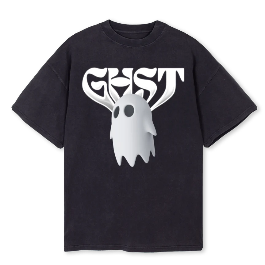 GHST FRONT Vintage Black Oversized Tee.