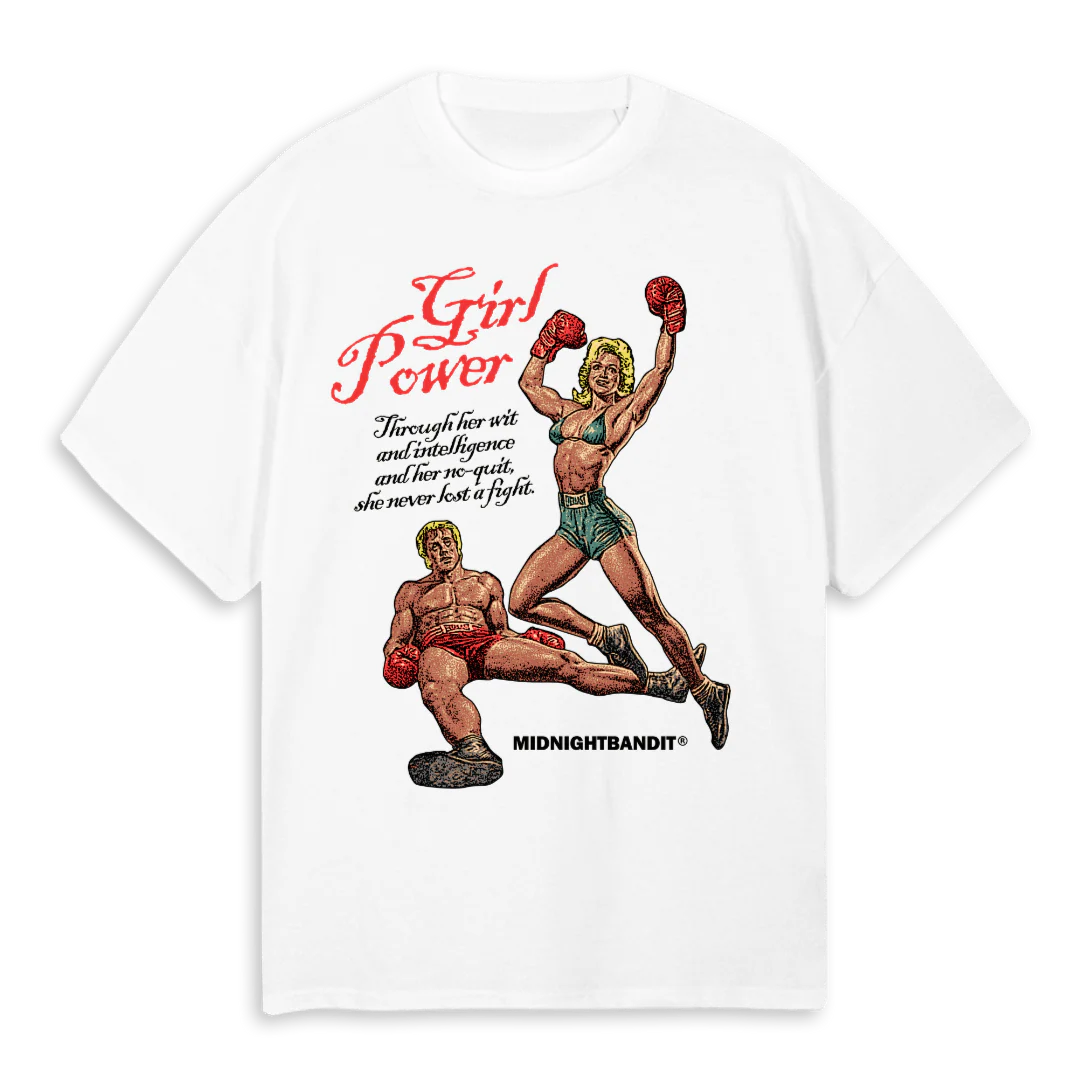 GIRL POWER White Oversized Tee.