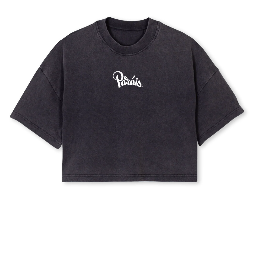 GIRL VINTAGE BLACK Vintage Black Cropped Oversized Tee.