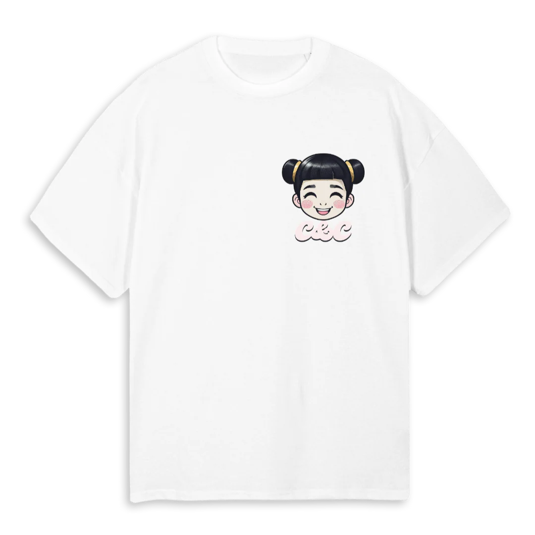 GIRLPOCKET White Oversized Tee.