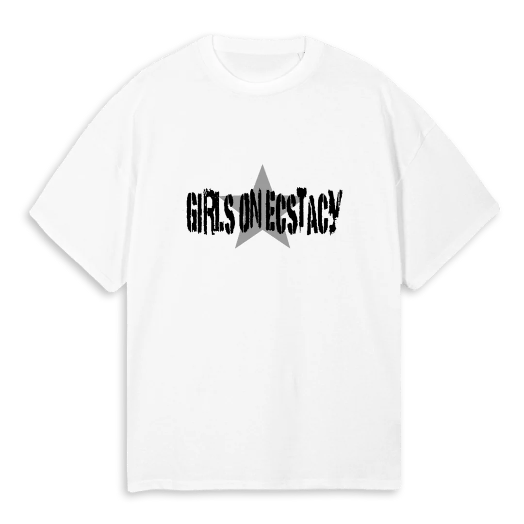 GIRLS ON E White Oversized Tee.