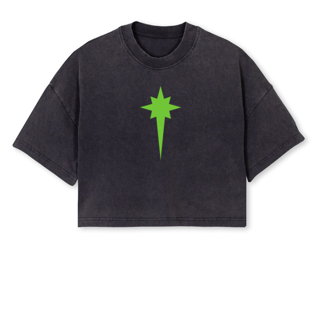 GIZA  Vintage Black Cropped Oversized Tee.