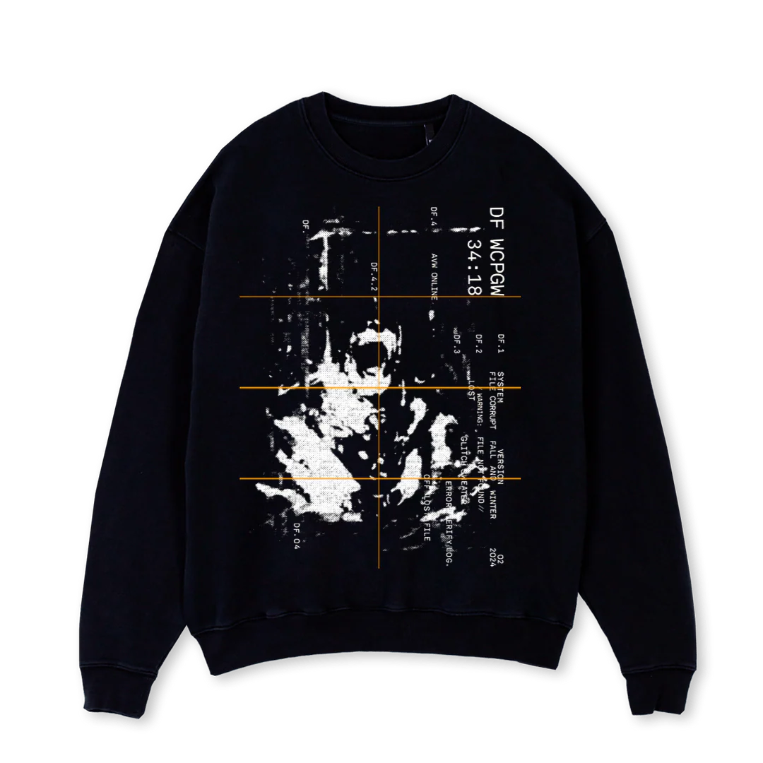 GLITCH Black Oversized Crewneck Sweater.