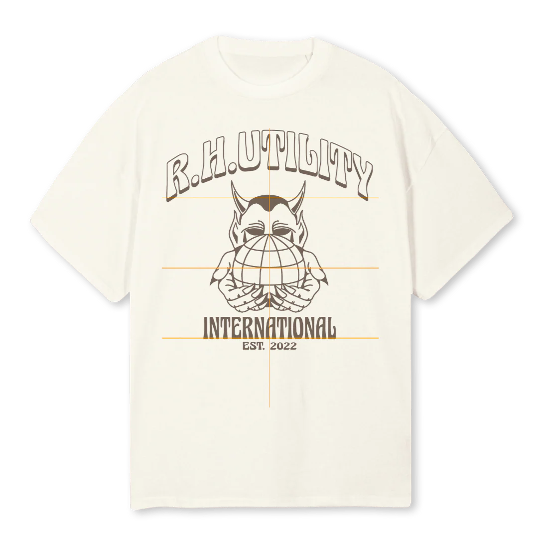 GLOBEINHANDS  Cream Oversized Tee.