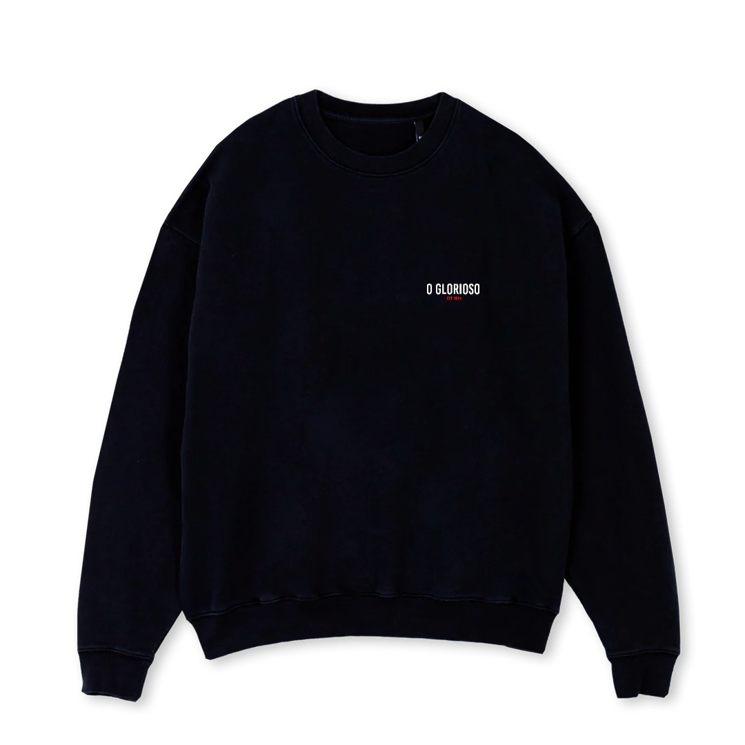 GLORIOSOSWEATERONE Black Oversized Crewneck Sweater.