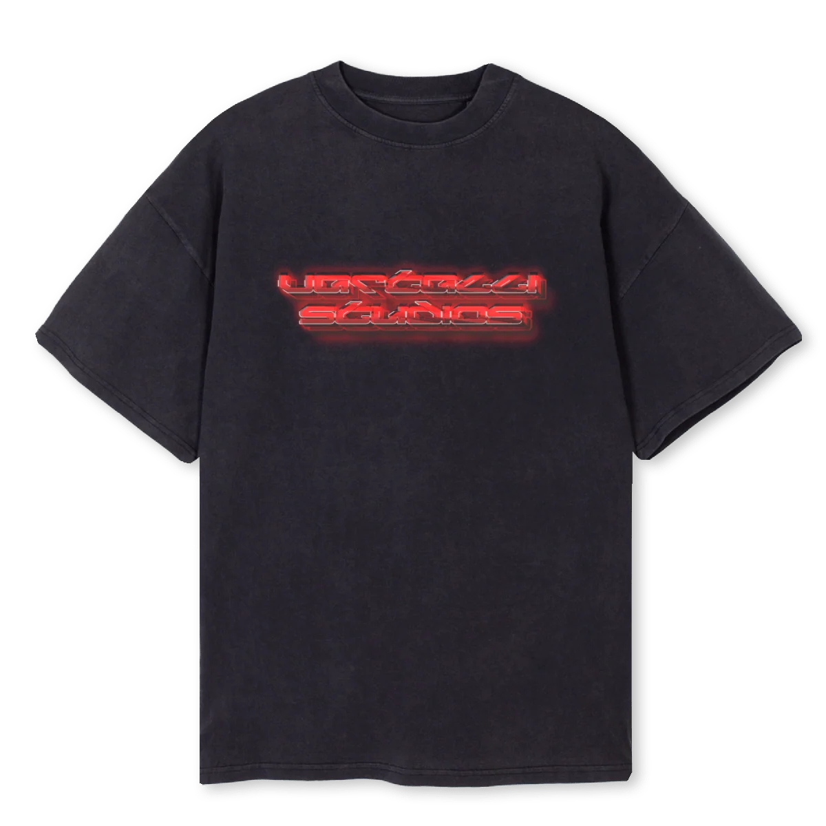 GLOWUP WASHEDTEE Vintage Black Oversized Tee.