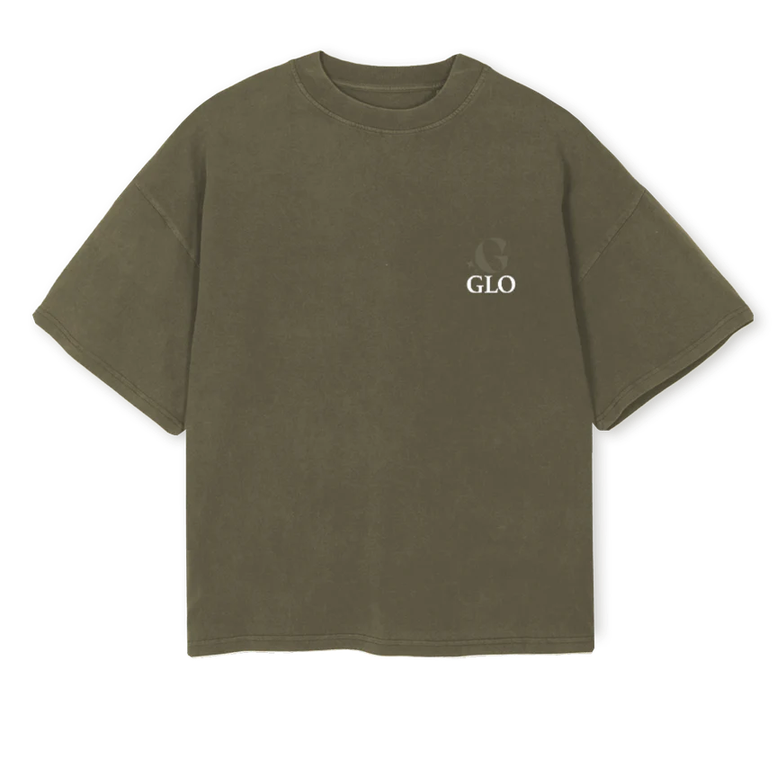 GLOXSUPOLIVE Vintage Olive Oversized Boxy Tee.
