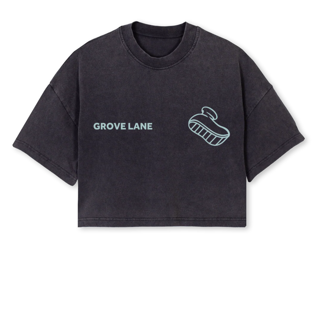GLRC CRP T Vintage Black Cropped Oversized Tee.