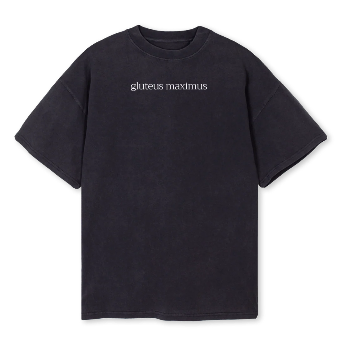 GLUTEUS MAXIMUS Vintage Black Oversized Tee.