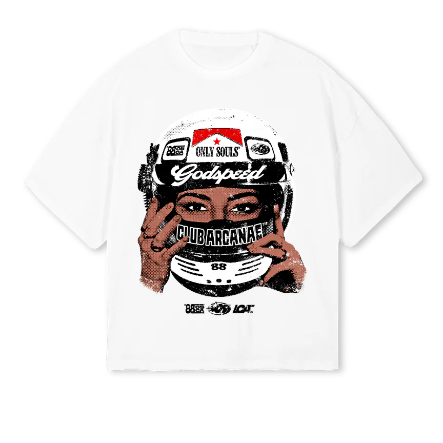 GODSPEED White Oversized Boxy Tee.