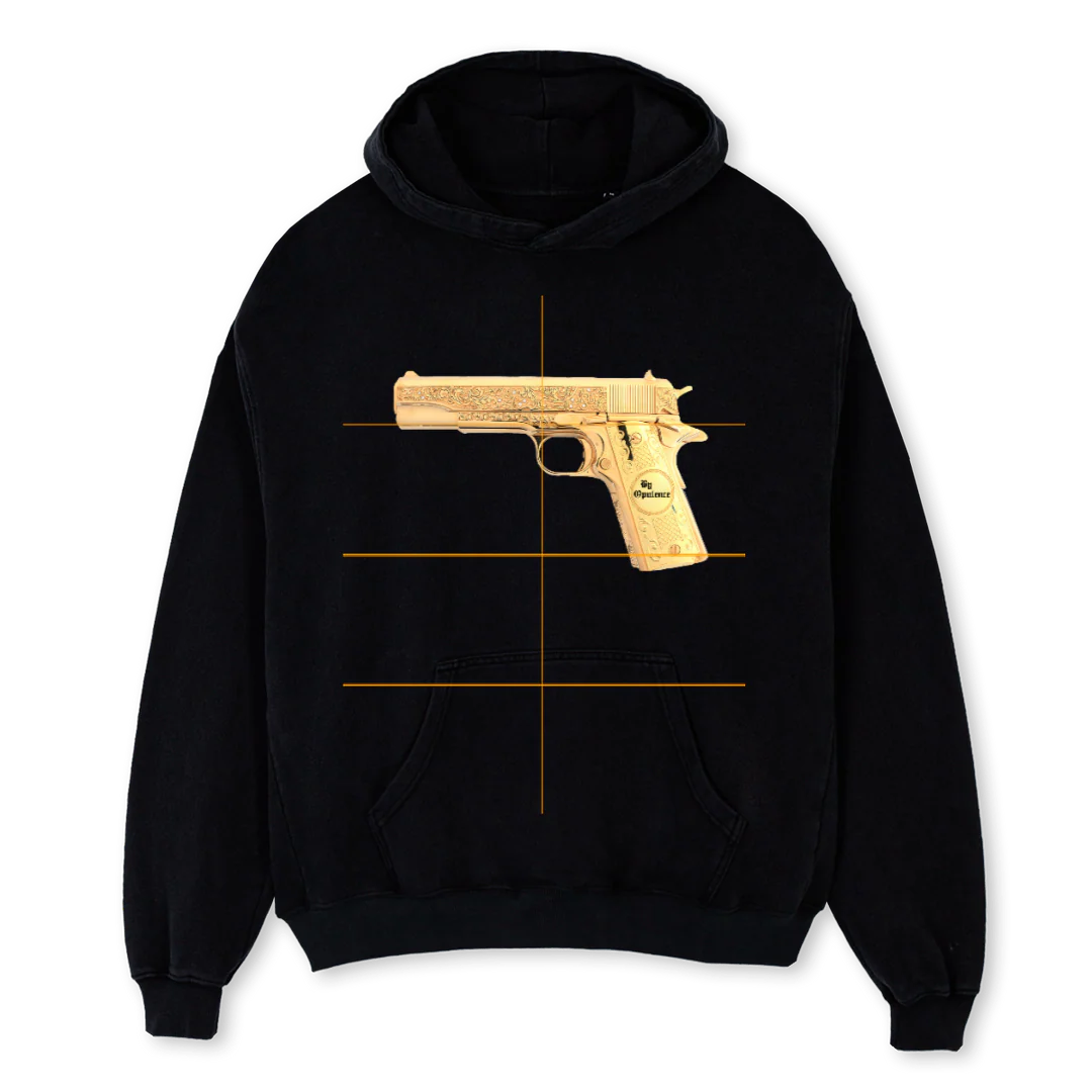 GOLDGUNLARGE Black Oversized Hoodie.