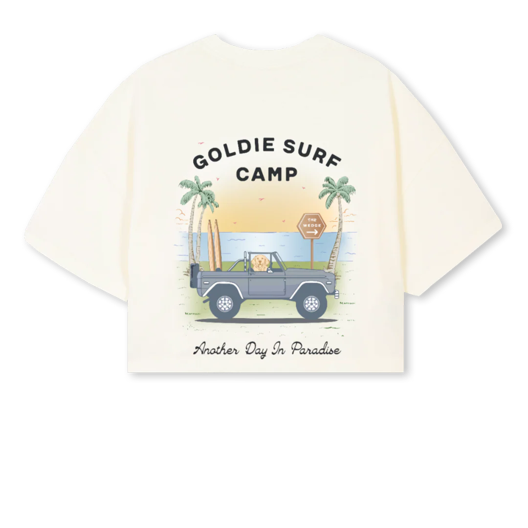 GOLDIECROPTOPSIZESML Cream Cropped Oversized Tee. - Image 2