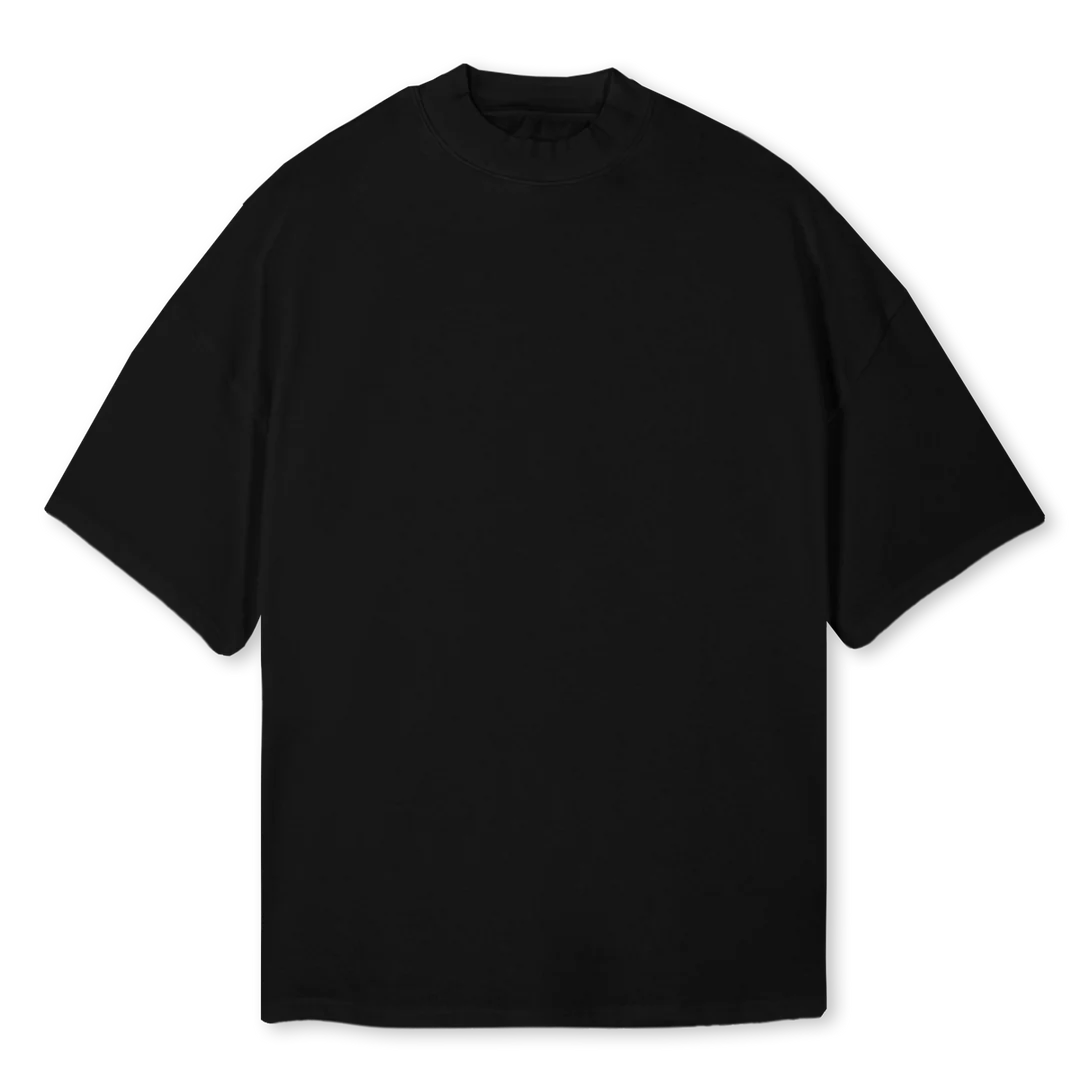 GOOD LIFE PROBLEMS Black Oversized Mock Neck Tee.