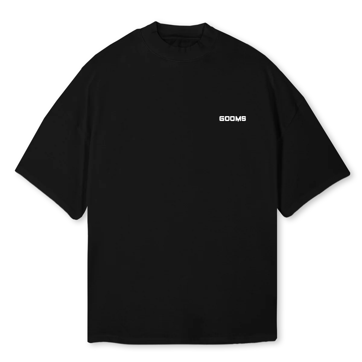 GOOMS CLO Black Oversized Mock Neck Tee.