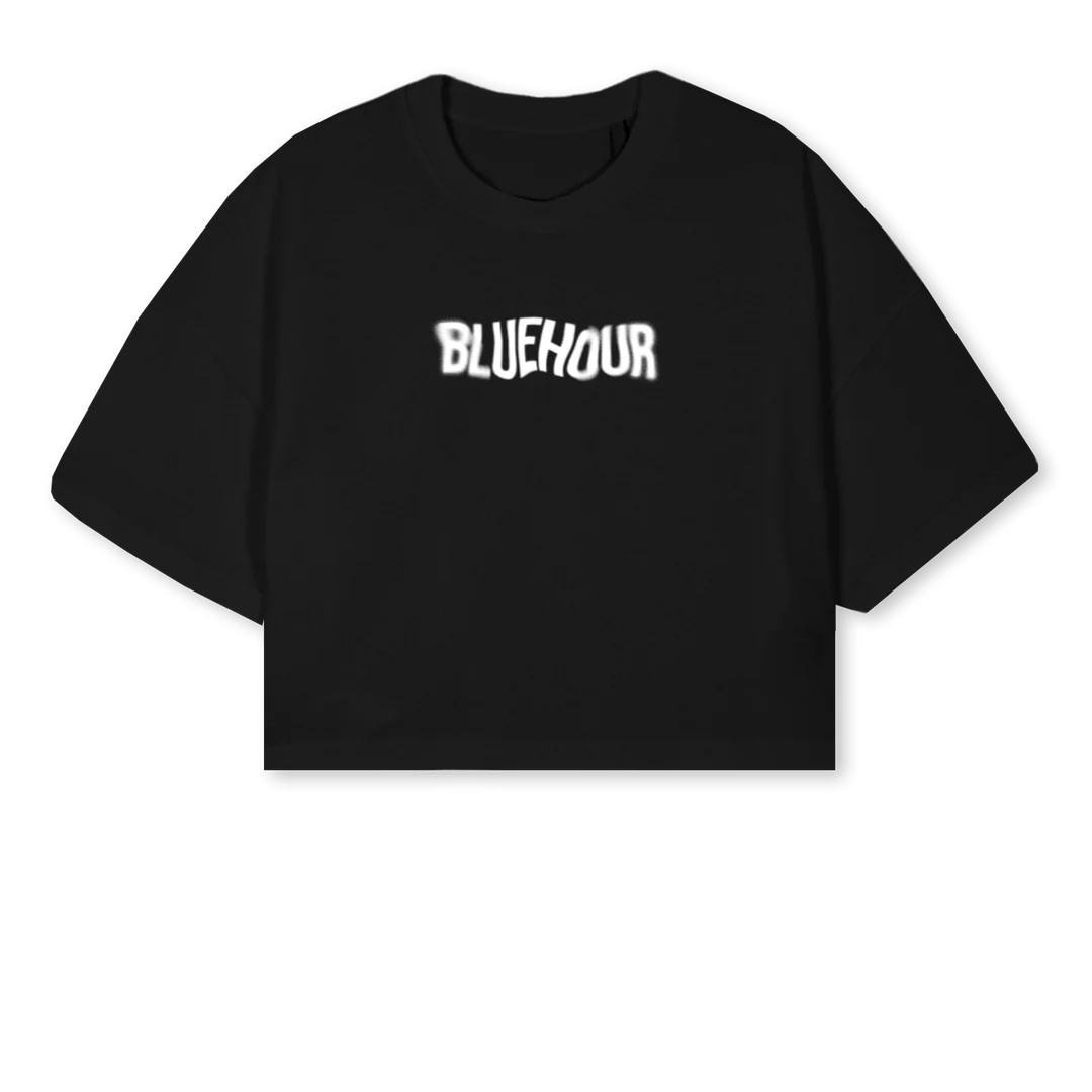 GRAFFITYCROP Black Cropped Oversized Tee.