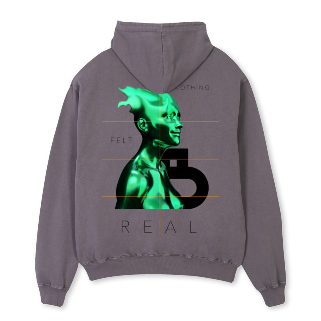 GREEN FLAME Pigment Grey Oversized Hoodie. - Image 2