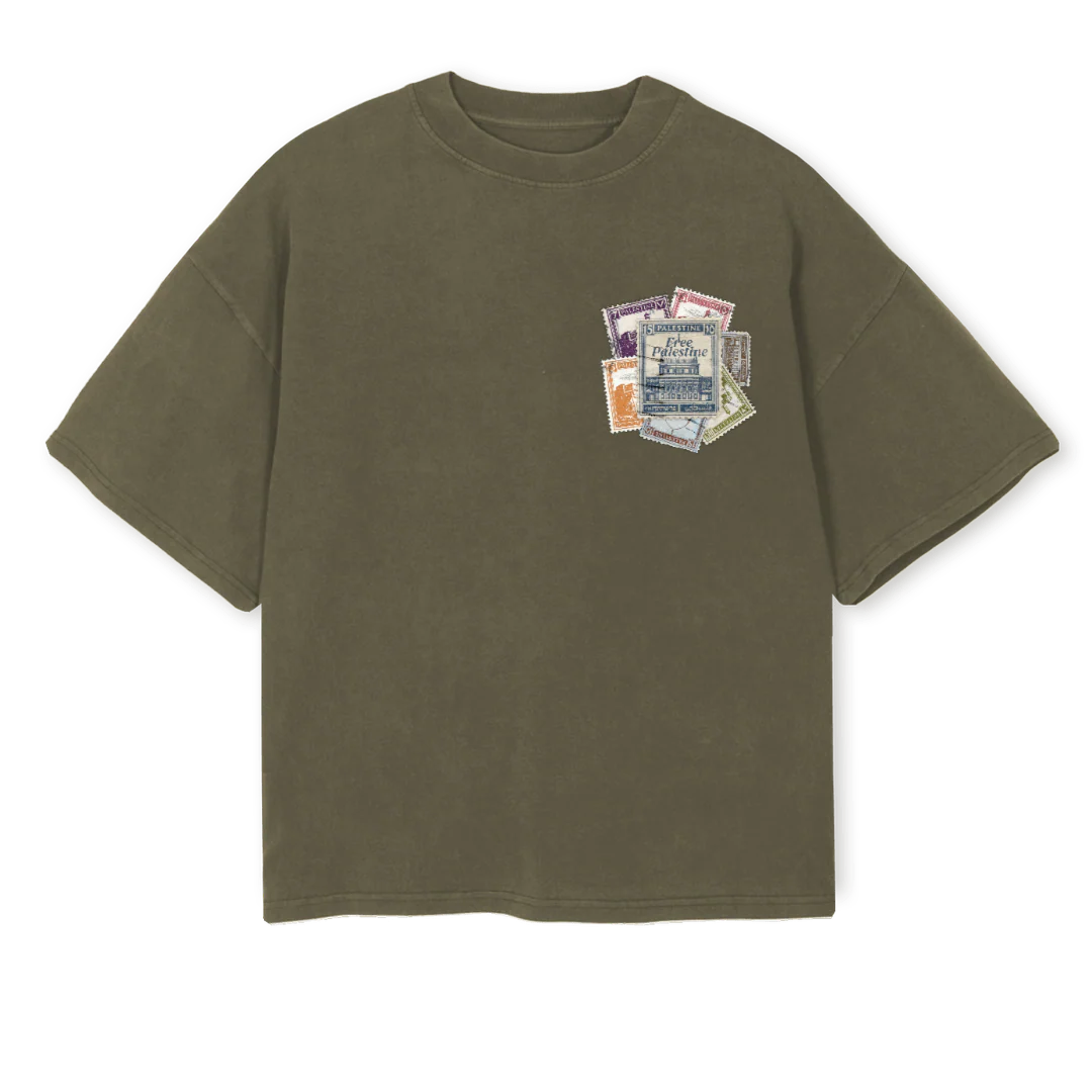 GREENPOST Vintage Olive Oversized Boxy Tee.
