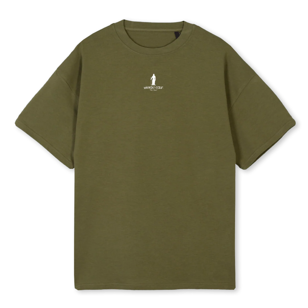 GREENWCODEFRONTJAN Kaki Oversized Tee.