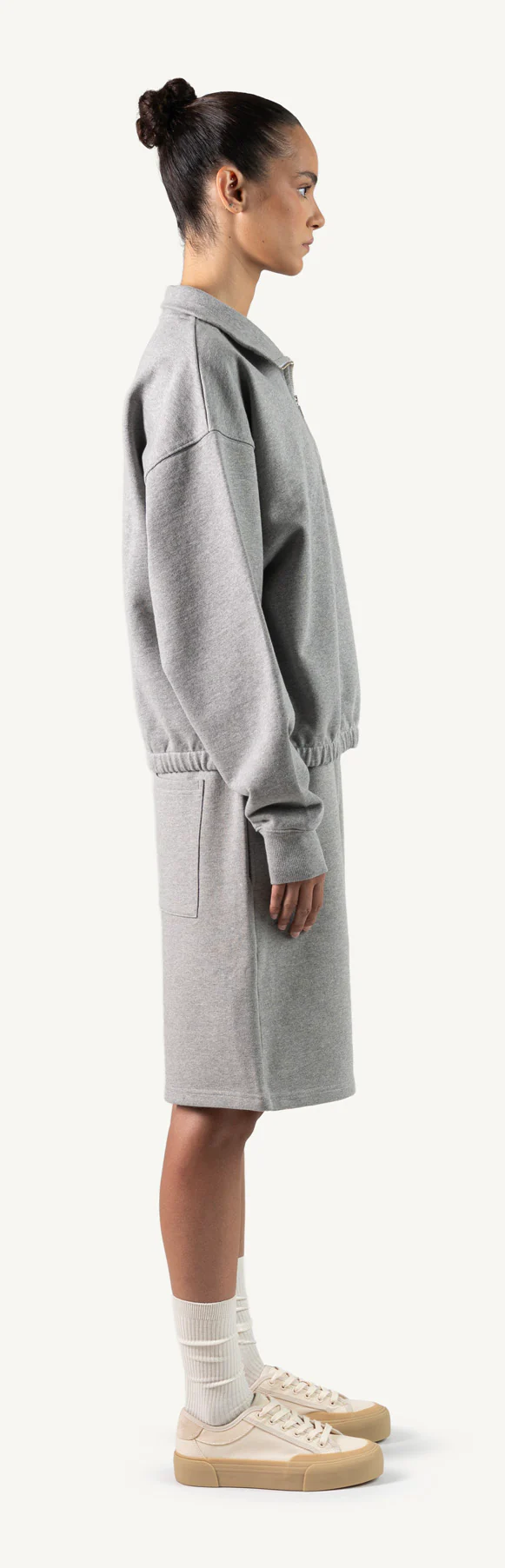 Grey Marl Oversized Boxy 1/4-Zip Sweater. - Image 4