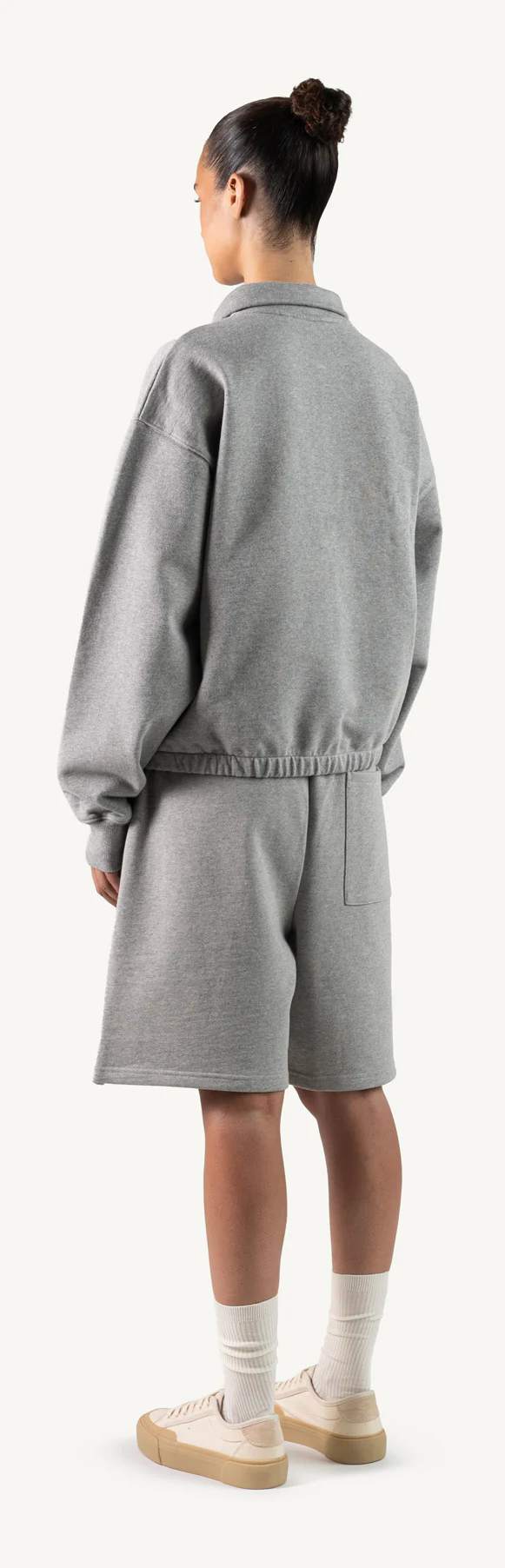 Grey Marl Oversized Boxy 1/4-Zip Sweater. - Image 7