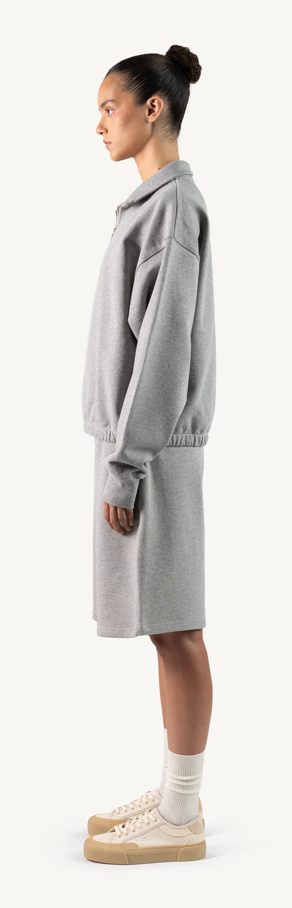 Grey Marl Oversized Boxy 1/4-Zip Sweater. - Image 8
