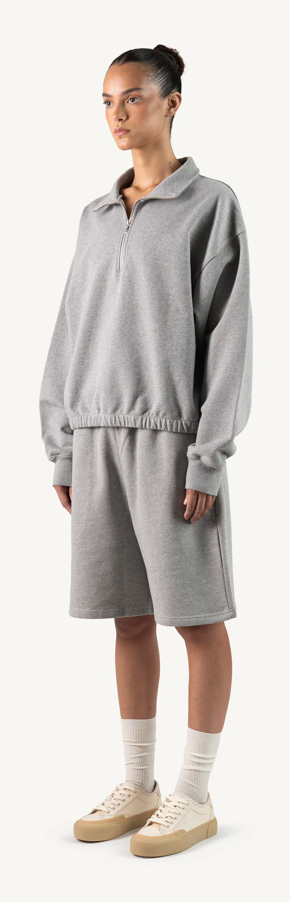 Grey Marl Oversized Boxy 1/4-Zip Sweater. - Image 9