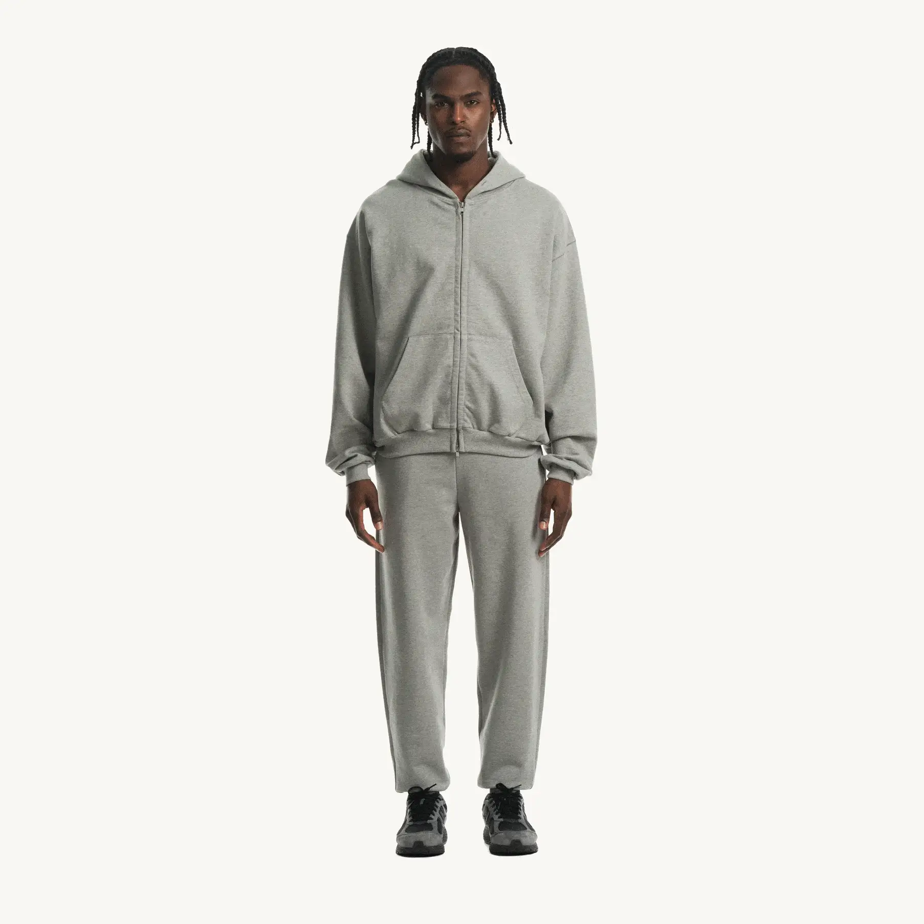 Grey Marl Oversized Zipped Hoodie. - Image 3