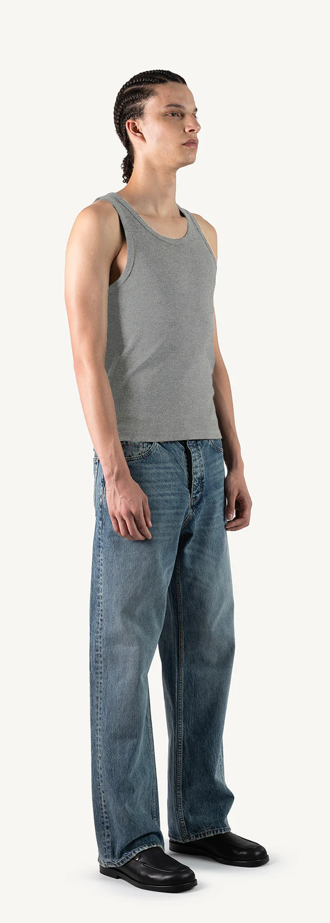 Grey Marl Slim Ribbed Tank. - Image 3