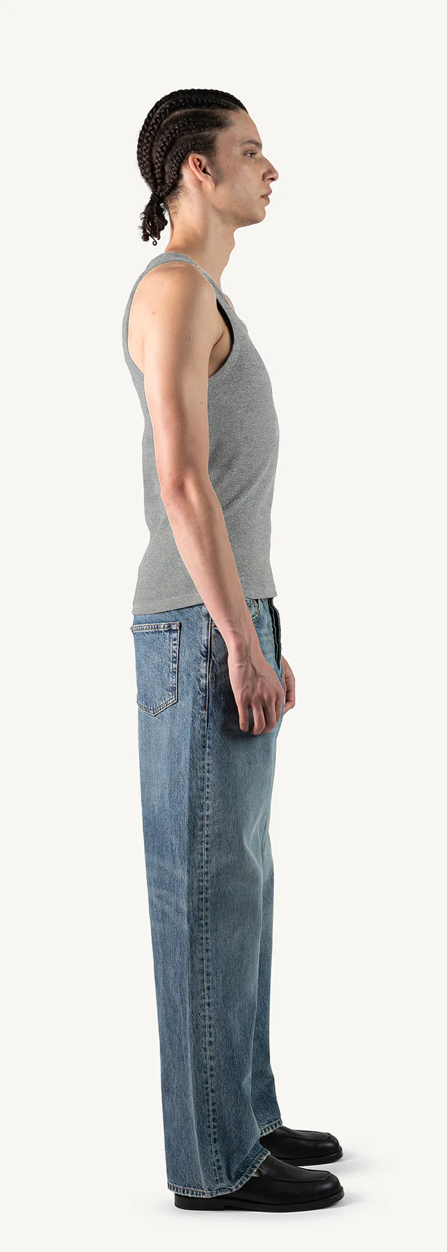 Grey Marl Slim Ribbed Tank. - Image 4