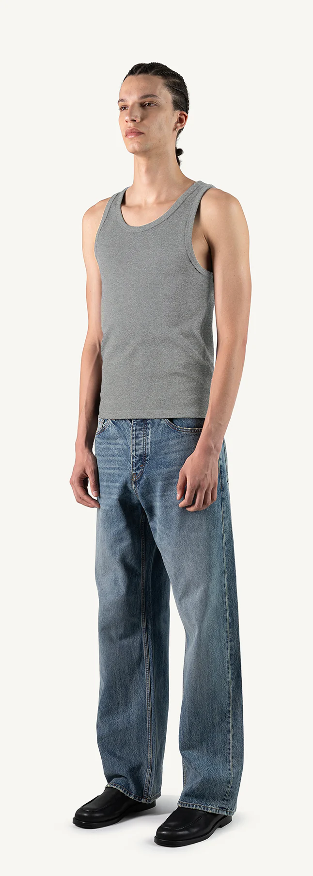 Grey Marl Slim Ribbed Tank. - Image 9