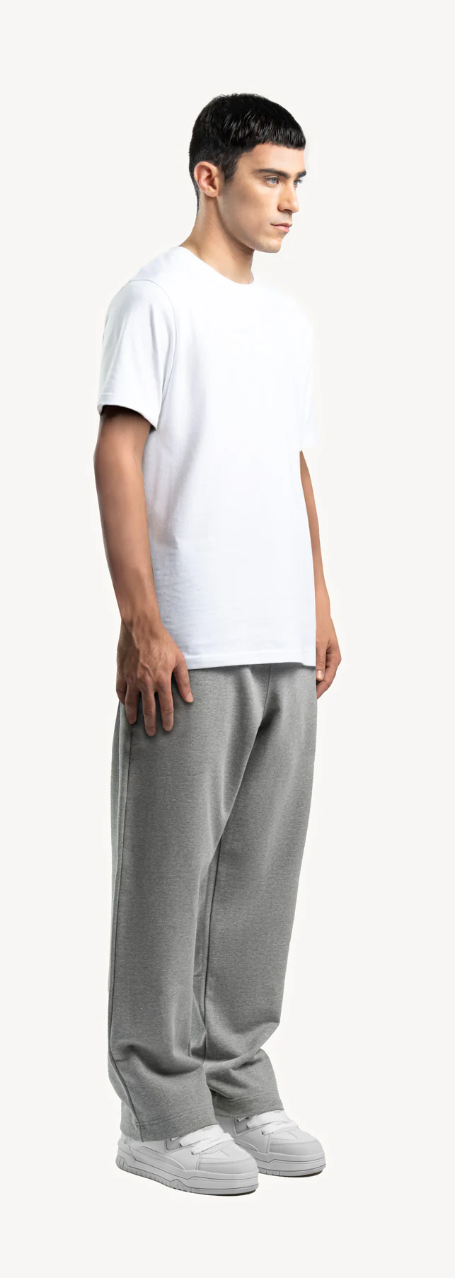 Grey Marl Straight-Leg Relaxed Sweatpants. - Image 3