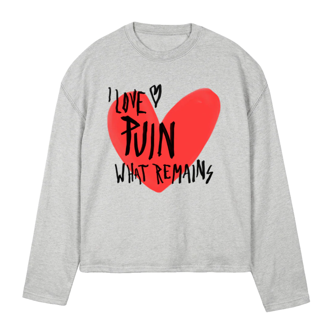 GREYILOVEPUIN Light Grey Marl Oversized Boxy LS Tee.