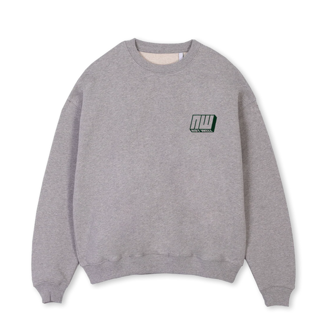 GREYNWCREW Grey Marl Oversized Crewneck Sweater.