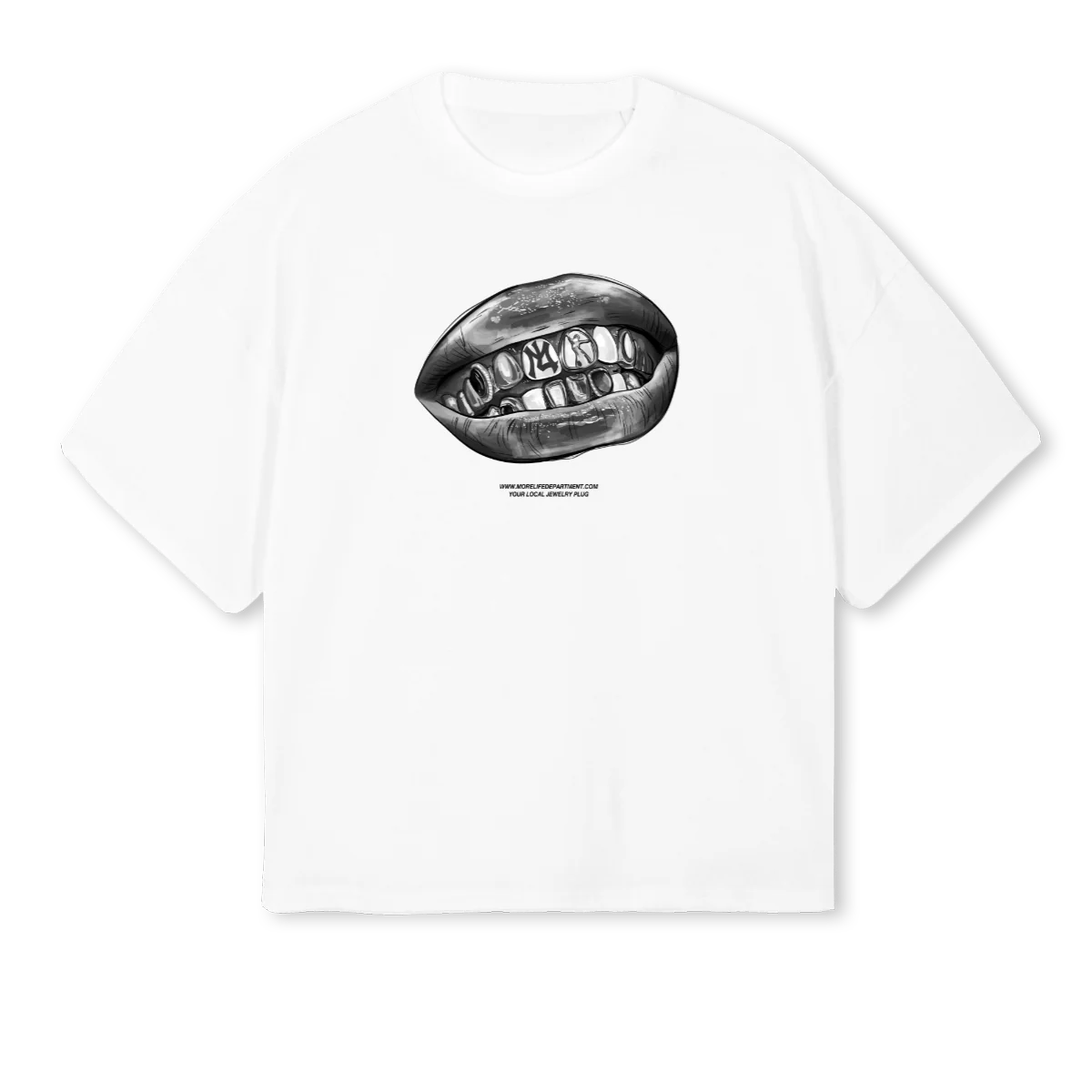 GRILLS White Oversized Boxy Tee.