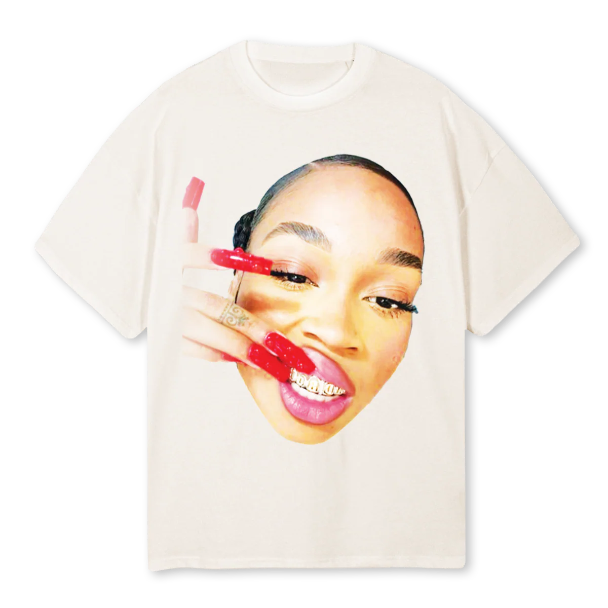 GRILLTEEWHITE Vintage White Oversized Tee.