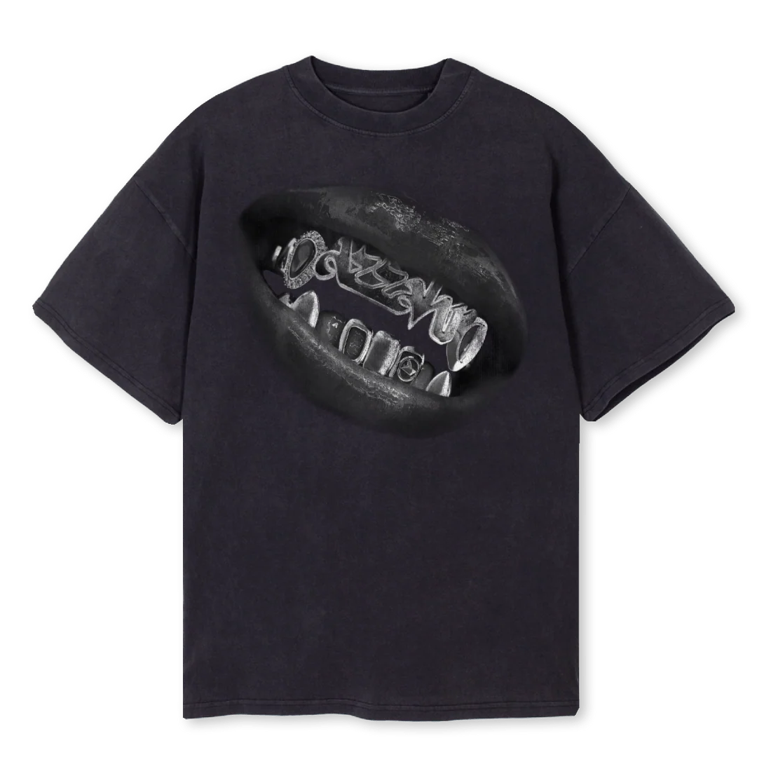 GRILLZ Vintage Black Oversized Tee.