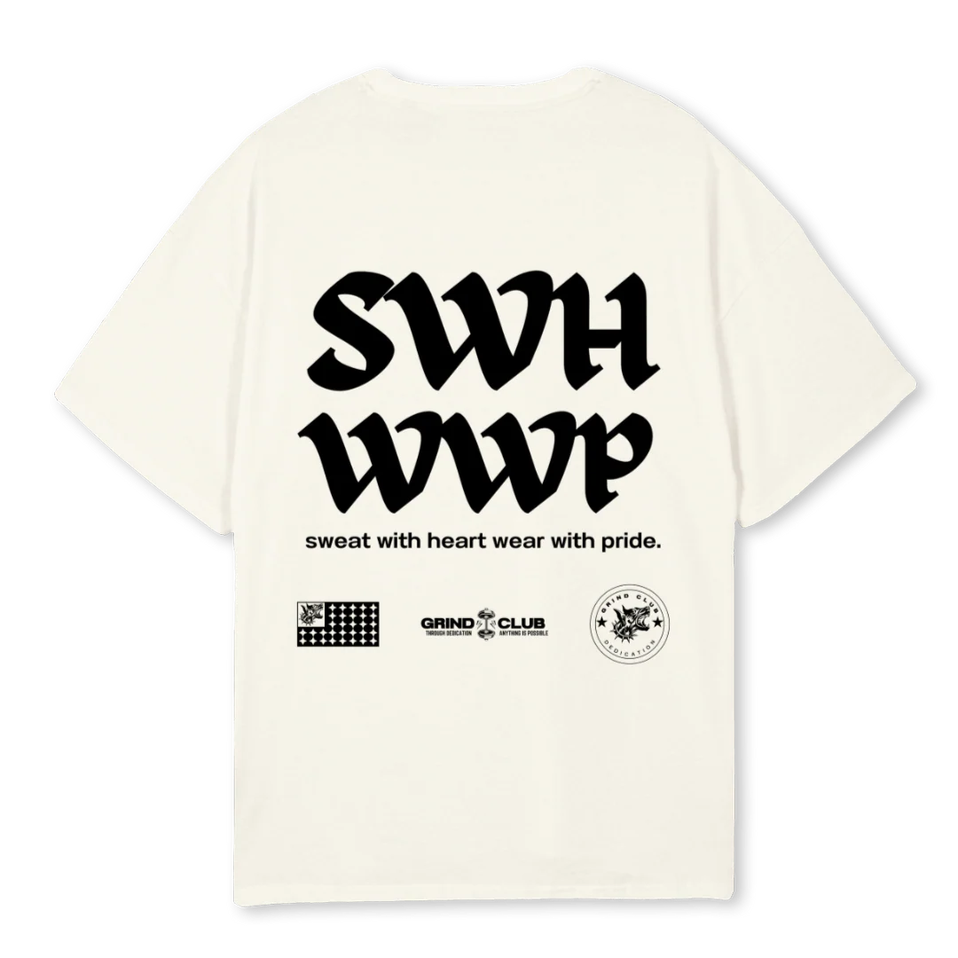 GRINDCLUB WHIT TE Cream Oversized Tee. - Image 2