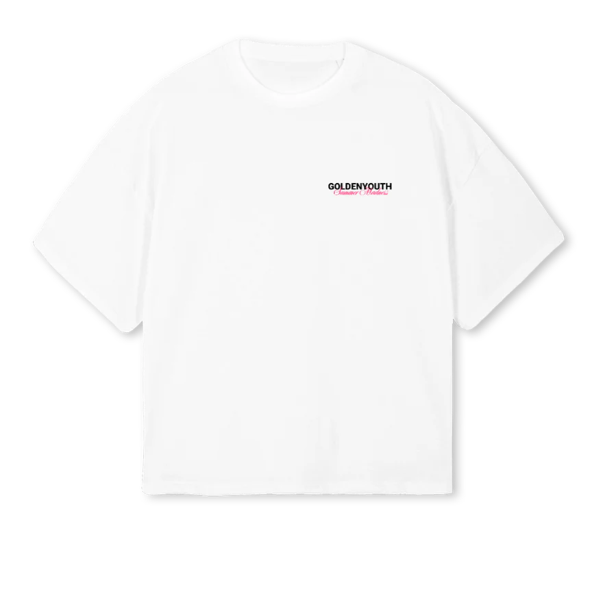 GSM White Oversized Boxy Tee.