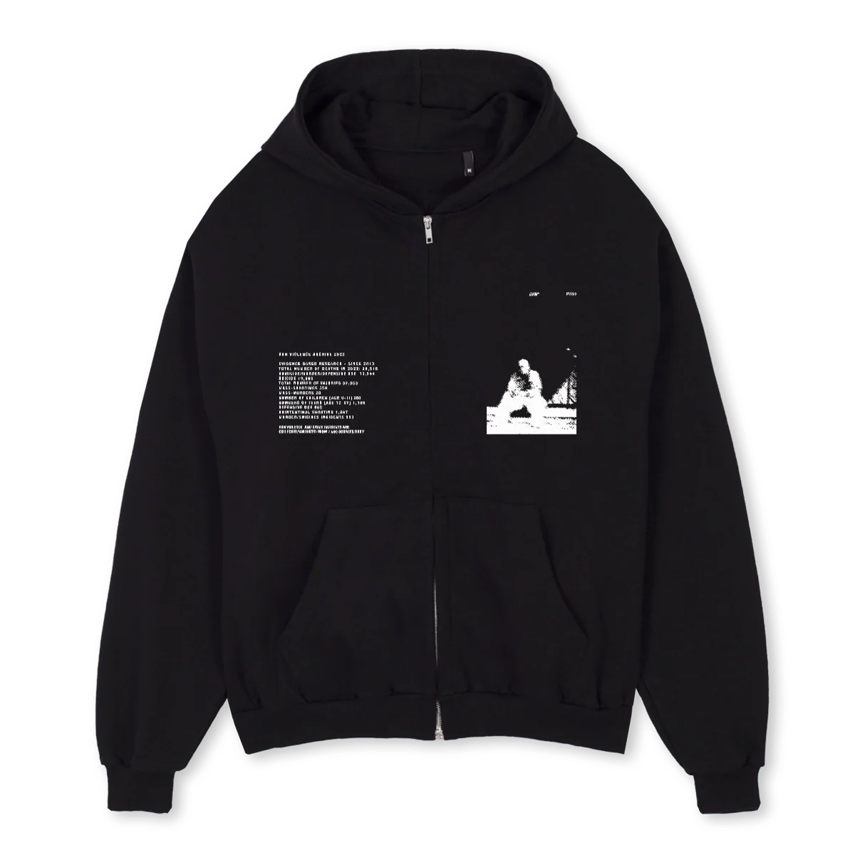 GSVSAMPLEONE Black Oversized Zipped Hoodie.