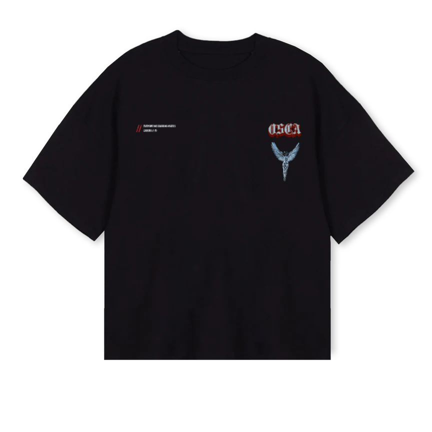 GUARDIANANGEL Black Oversized Boxy Tee.